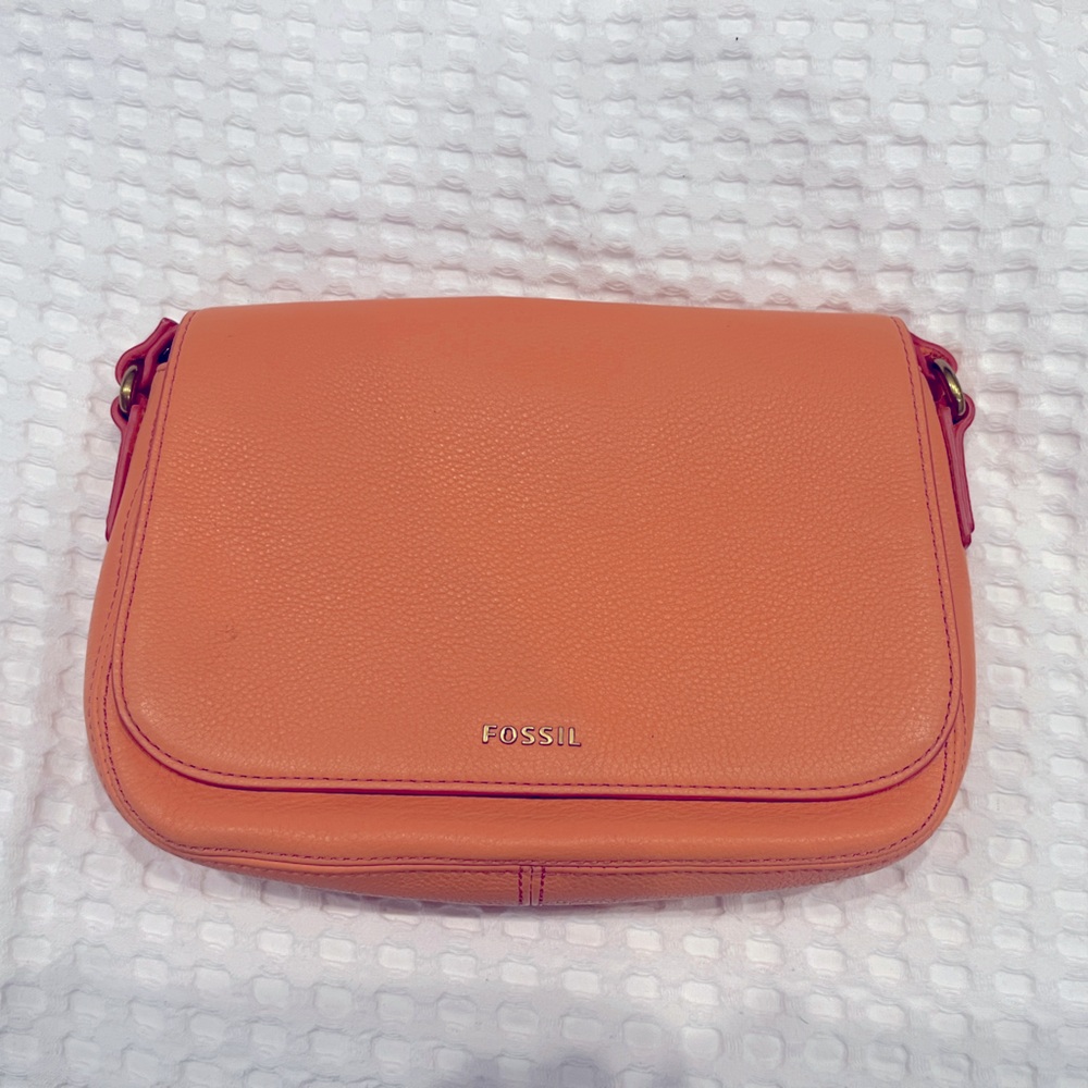 Peach Fossil Crossbody Bag